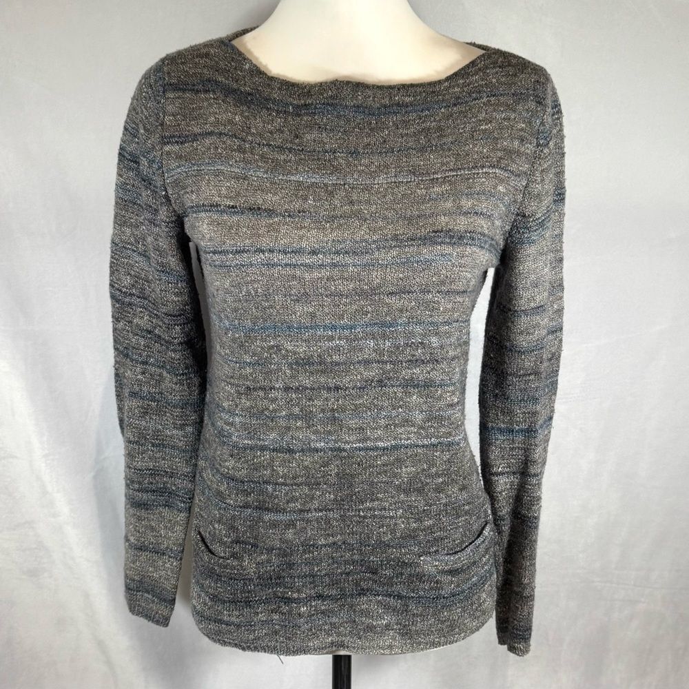 Hannah hazy shades gray and blue sweater with pockets size small